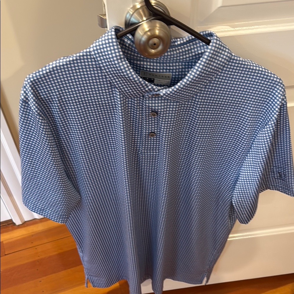PGA Tour Blue and White Polo Shirt Classic Knit